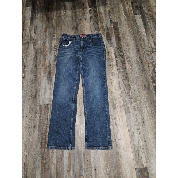 Women's Dark Wash Denim Jeans, Relaxed Fit, Adjustable Waistband, Casual - Picture 1 of 1